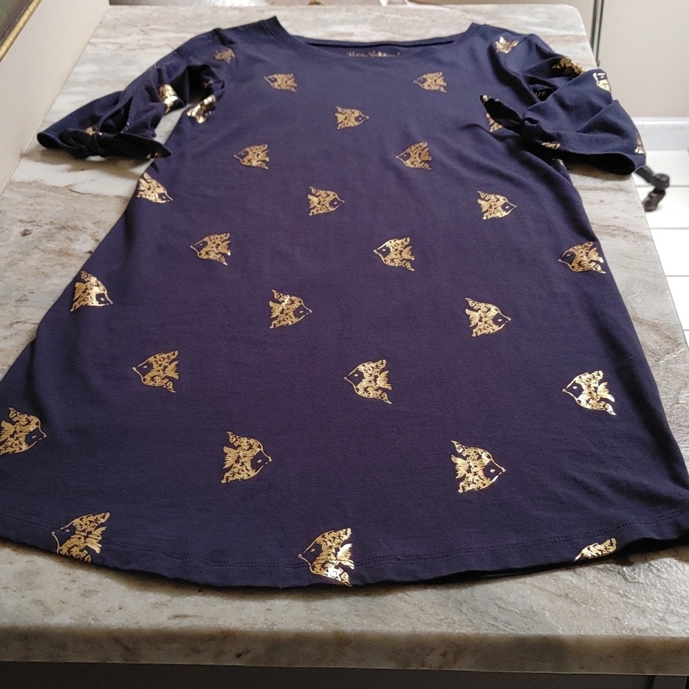 Lilly Pulitzer Navy Knit Gold Fish Dress Size XXS - Picture 6 of 7
